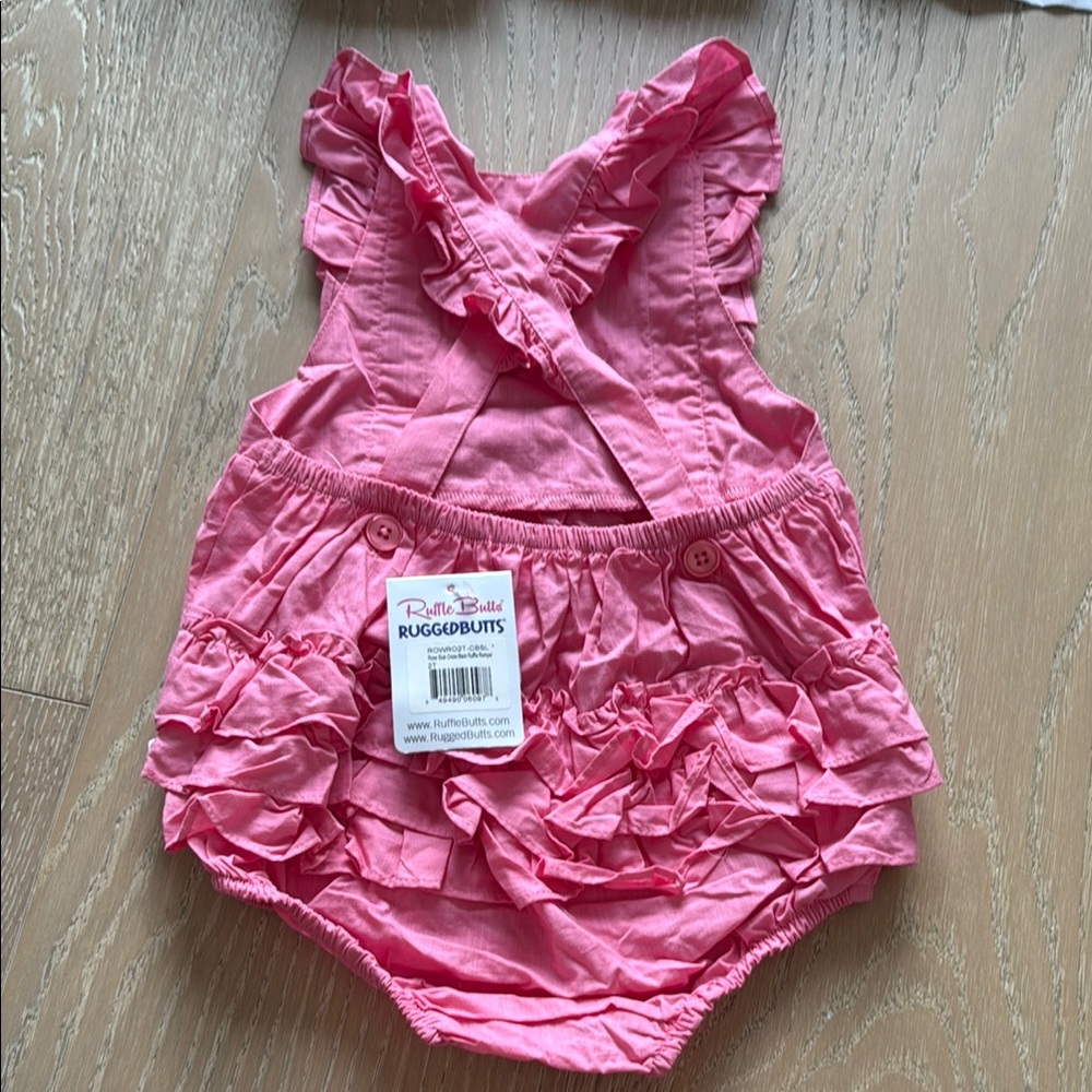Ruffle butts ride slub cross back ruffle romper